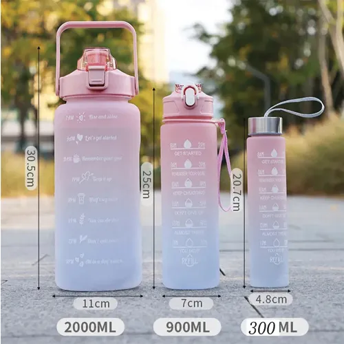 3 in 1 Motivational Water Bottle Set 