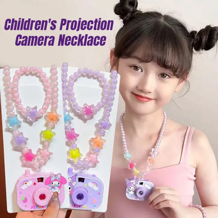  Cartoon Sanrio Children's Projection Camera Necklace Toys Kuromi Camera Jewelry Girl