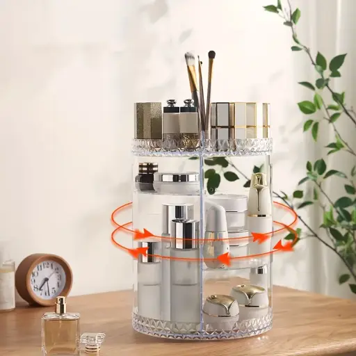  360 Rotating Diamond Cut Cosmetic Organizer